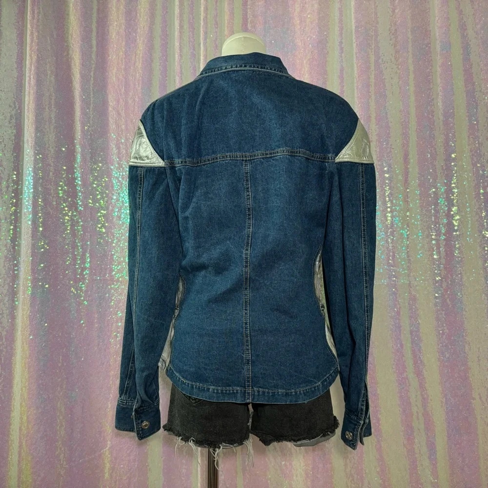 silver accent maximalist denim jacket - Picture 4 of 12